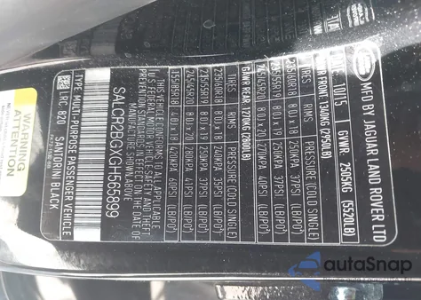 2016 Land Rover Discovery Sport Hse из США, поврежденный, VIN SALCR2BGXGH565899